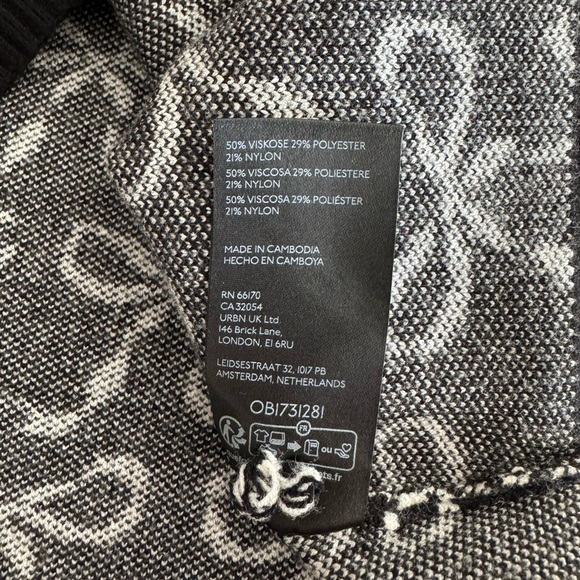 Anthropologie Maeve Montana Mock Neck Half Zip Sweater Black White Size XS - Picture 10 of 13